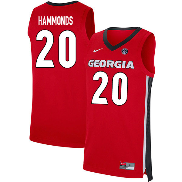 2020 Men #20 Rayshaun Hammonds Georgia Bulldogs College Basketball Jerseys Sale-Red
